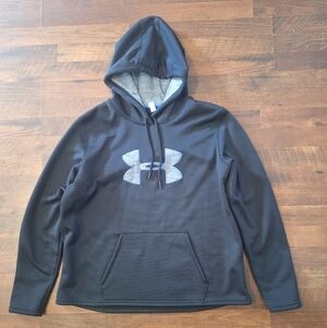 Under Armour Black Cold Gear Hoodie with Gray Logo and Purple Outline